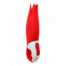 Красный вибратор Satisfyer Power Flower с лепестками - 18,8 см.