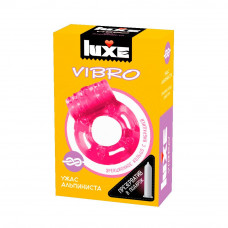 Розовое эрекционное виброкольцо Luxe VIBRO  Ужас Альпиниста  + презерватив